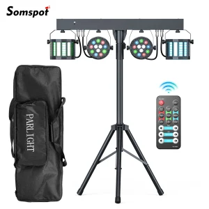 Somspot Combination Bracket Lights with Carry Bag RGBW LED Par Lights Dyeing Induction Sword Beam for Concert Wedding Birthday