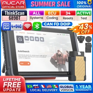 THINKCAR THINKSCAN 689BT Car OBD2 Diagnostic Tool DoIP CAN FD All System 34 Reset ECU Coding Bi-Directional Control Scan Tool