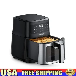 4L XL Hot Air Fryer with Viewing Window 8-in-1 Non-Stick Basket Dishwasher Safe Healthy Cooking Easy One-Touch Control