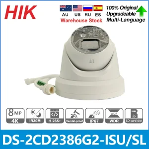 Hikvision IP Camera 8MP AcuSense 4K POE Built-in Microphone Speaker Surveillance Video Outdoor