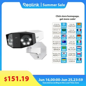 Reolink 4K UHD Dual-Lens Security Camera 16MP Duo Series PoE IP Camera 180° Panoramic View Home Video Surveillance Cameras